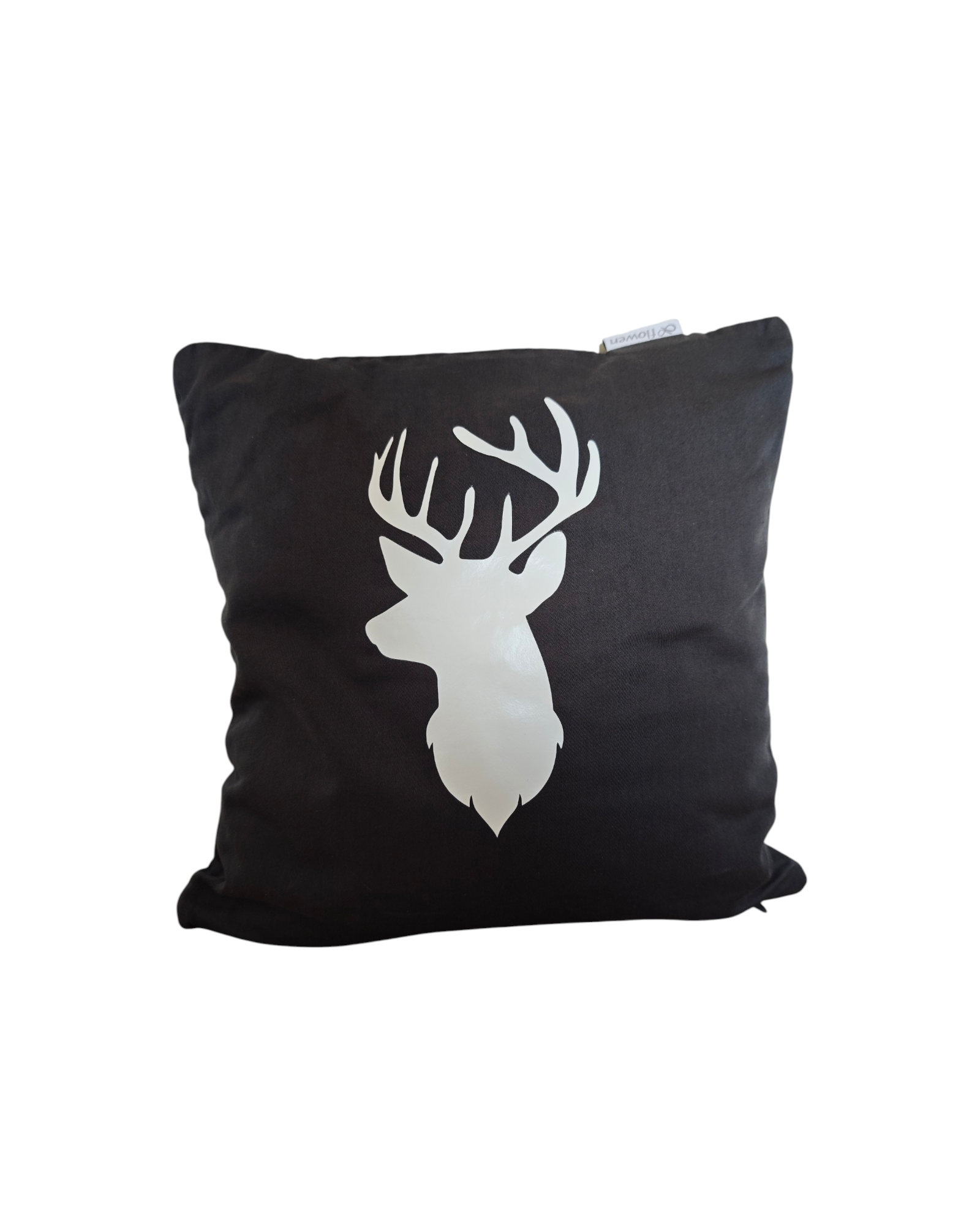 Grauer Zirbenpolster, 30x30cm, mit weißem Hirschmotiv