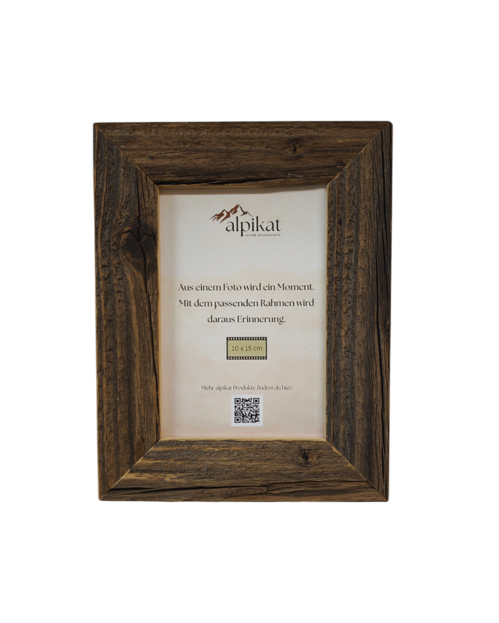 Bilderrahmen aus Altholz für das Fotoformat 10x15cm.