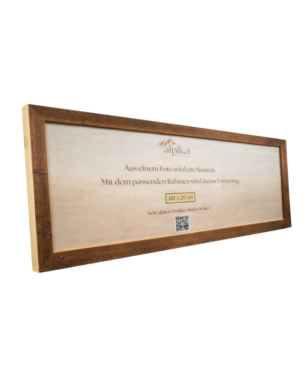 Handgefertigter Bilderrahmen aus Altholz für Panoramafotos im Format 60x20cm. 