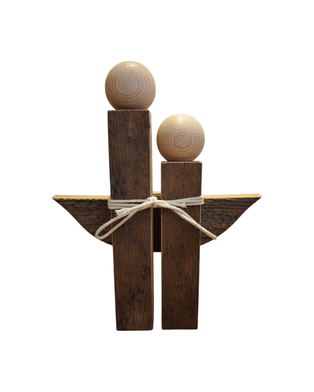 Dekoratives Engel Duo aus Holz mit Schleife