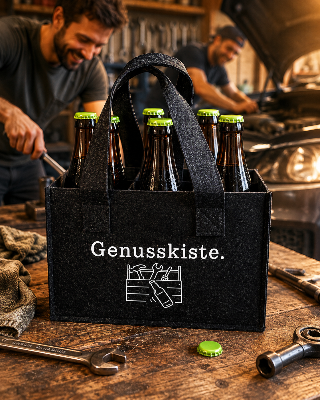 Genusstasche aus Filz - Flaschenträger